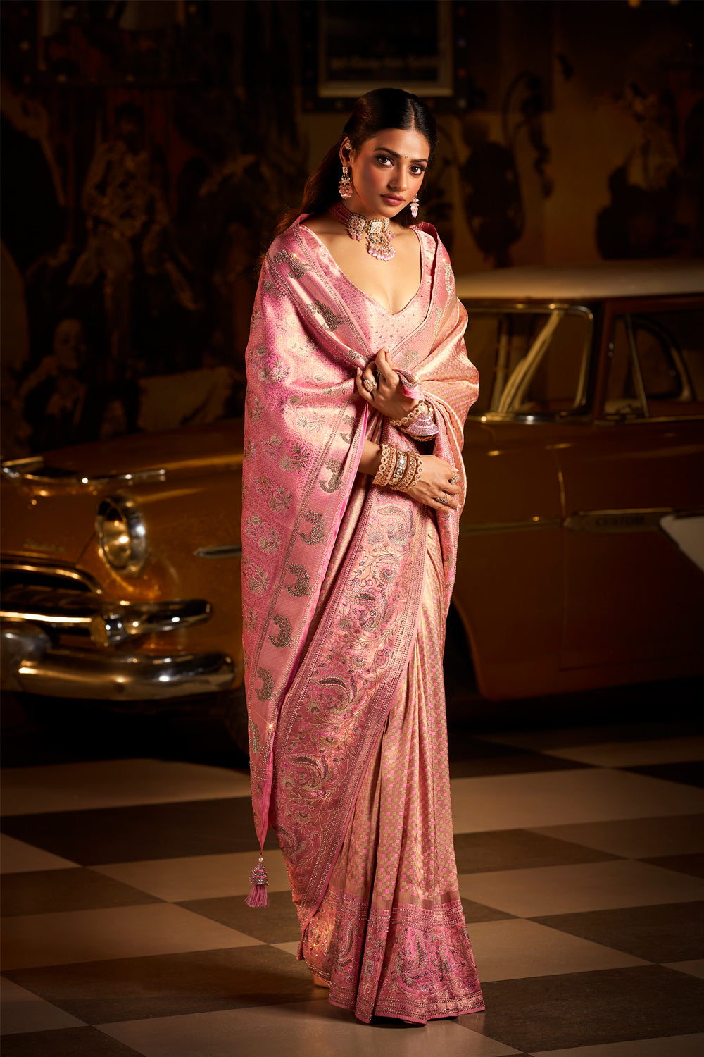Kanjivaram Brocade Weave With Sarowski Work