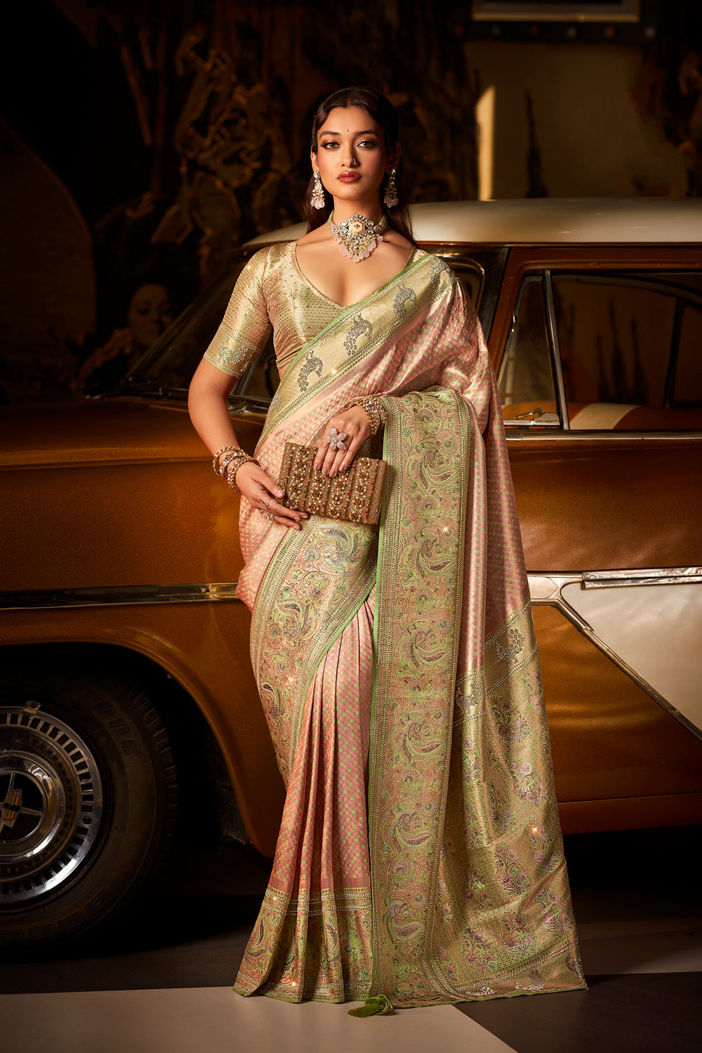 Kanjivaram Brocade Weave With Sarowski Work