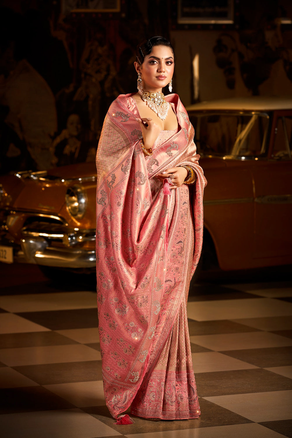 Kanjivaram Brocade Weave With Sarowski Work