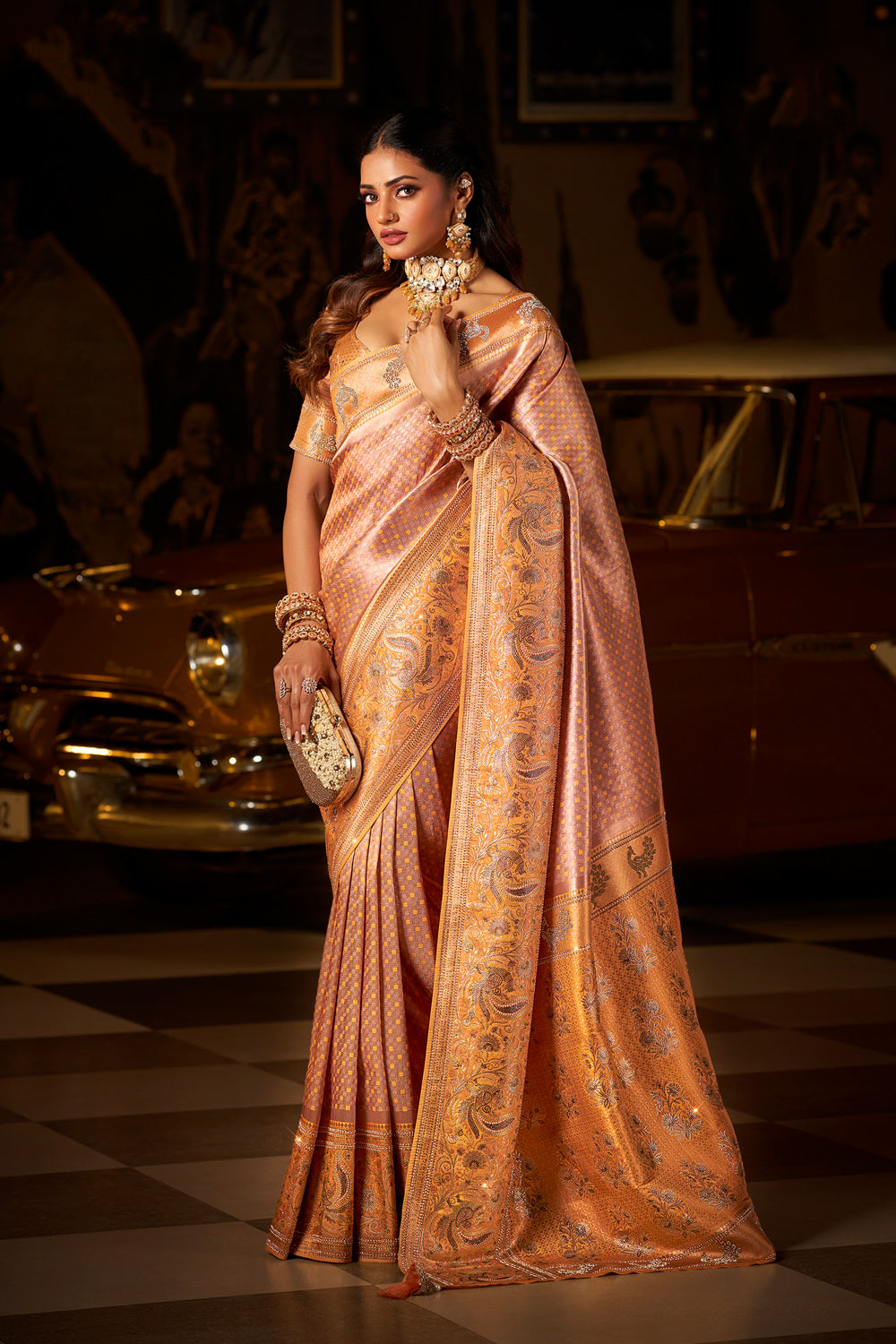 Kanjivaram Brocade Weave With Sarowski Work