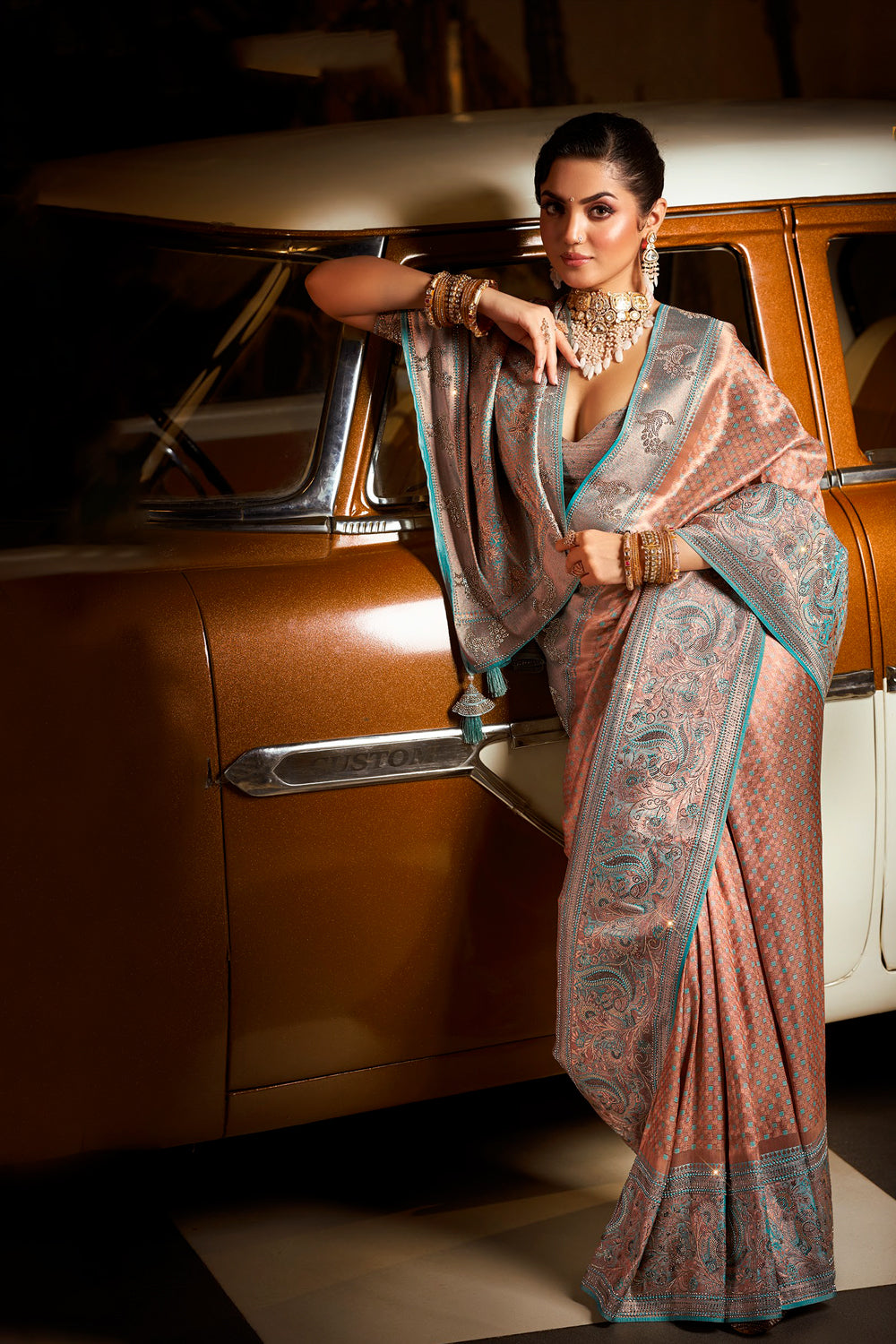 Kanjivaram Brocade Weave With Sarowski Work