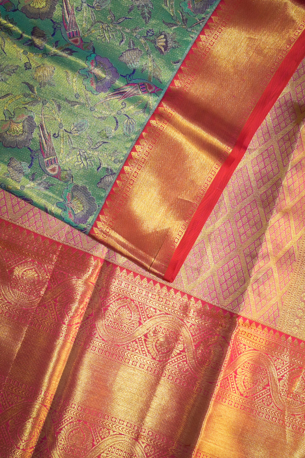 Kanjivaram Woven Meenakari Jari Jaal Tissue