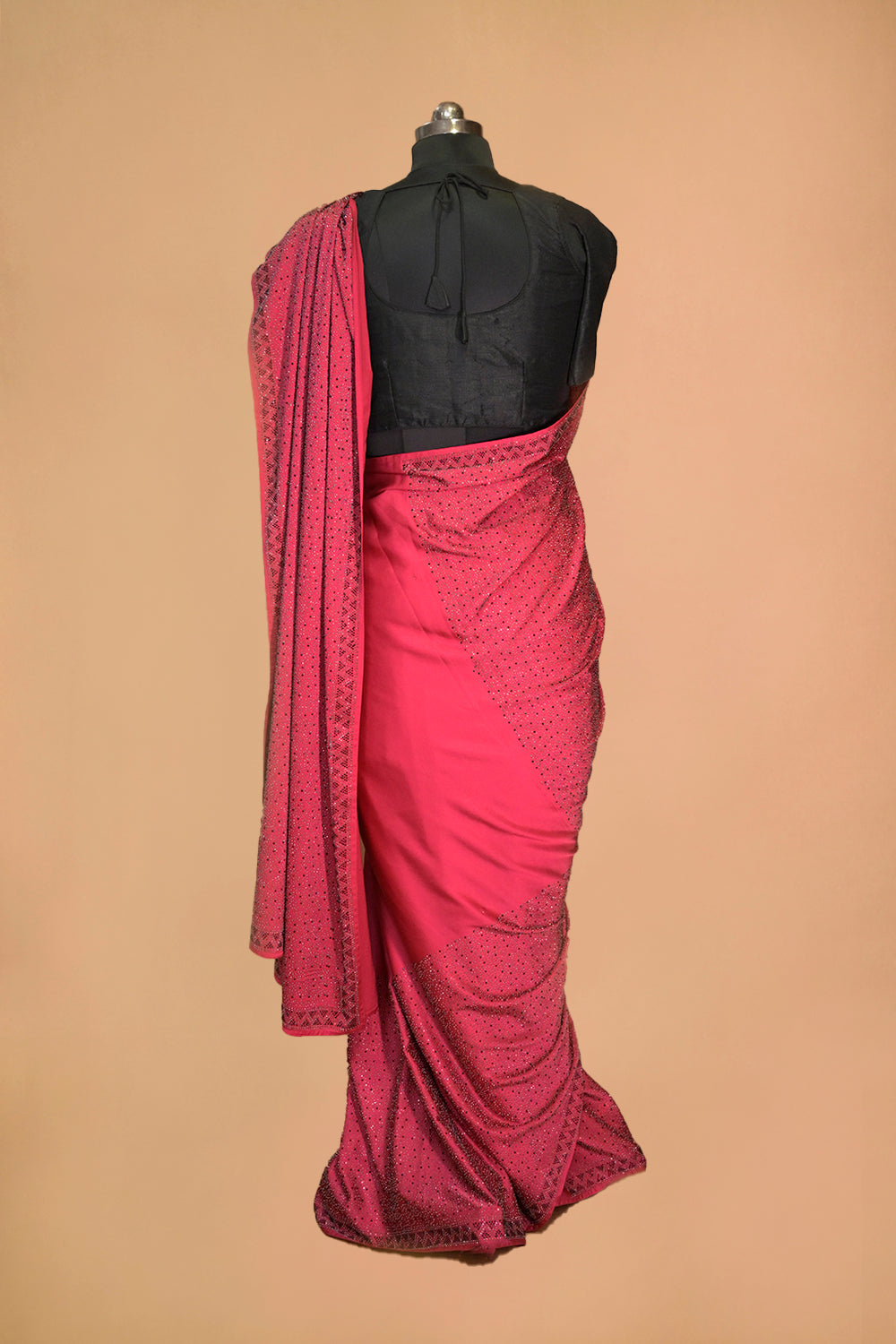 Pure Satin With Full body Sarowski And Beads Work