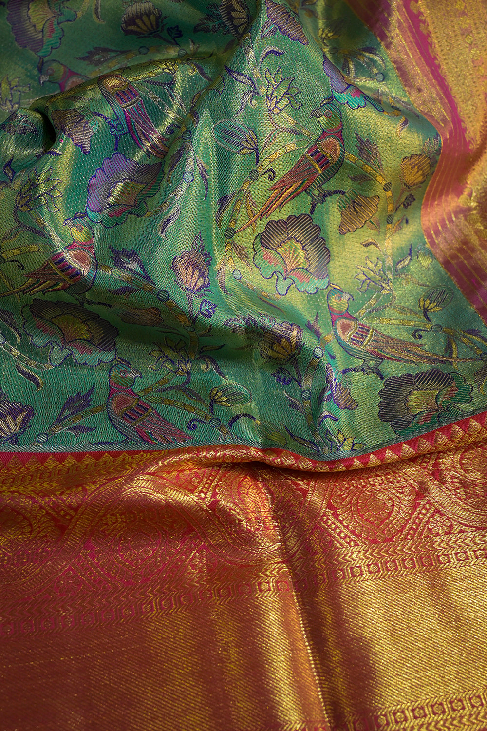Kanjivaram Woven Meenakari Jari Jaal Tissue