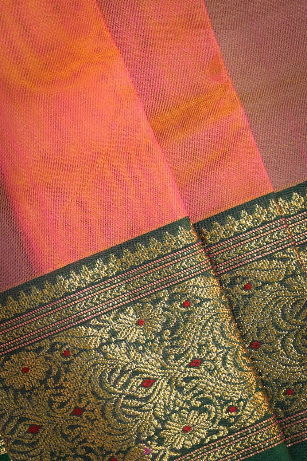 Chanderi Woven Meena And Jari Motifs With Green Contrast
