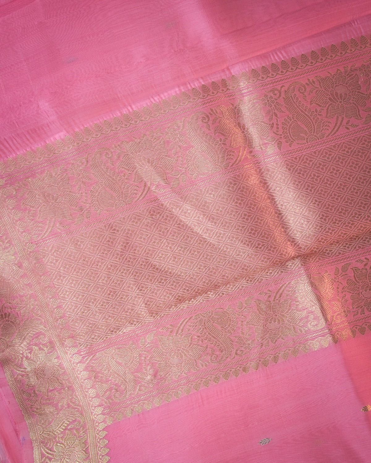 Peach Pink Kora Silk Saree