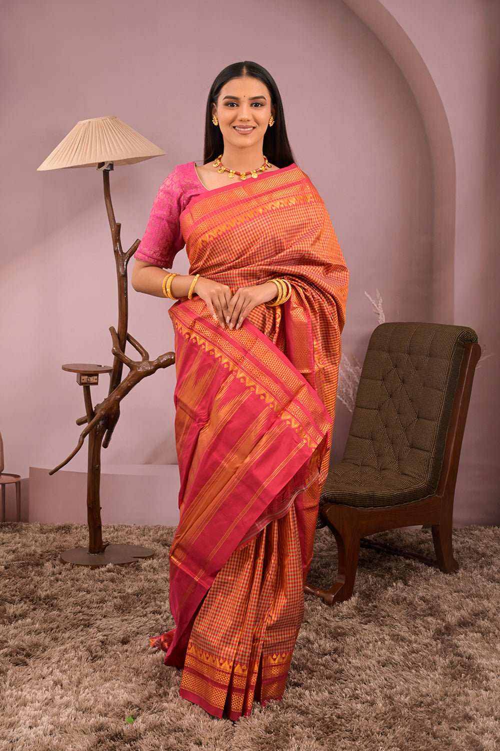 Kolhapuri Ilkal Woven Chex Pattern