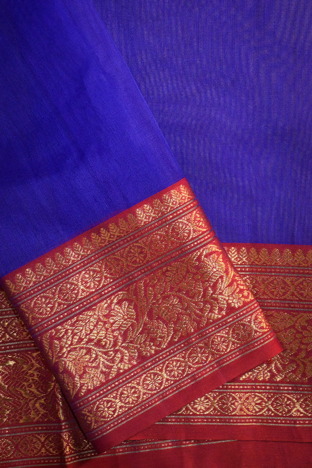 Chanderi Woven Jari Lining With Red Contrast