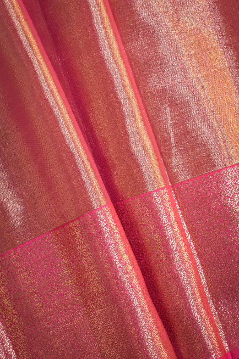 Kanjivaram Woven Plain Body Tissue With Pink Contrast