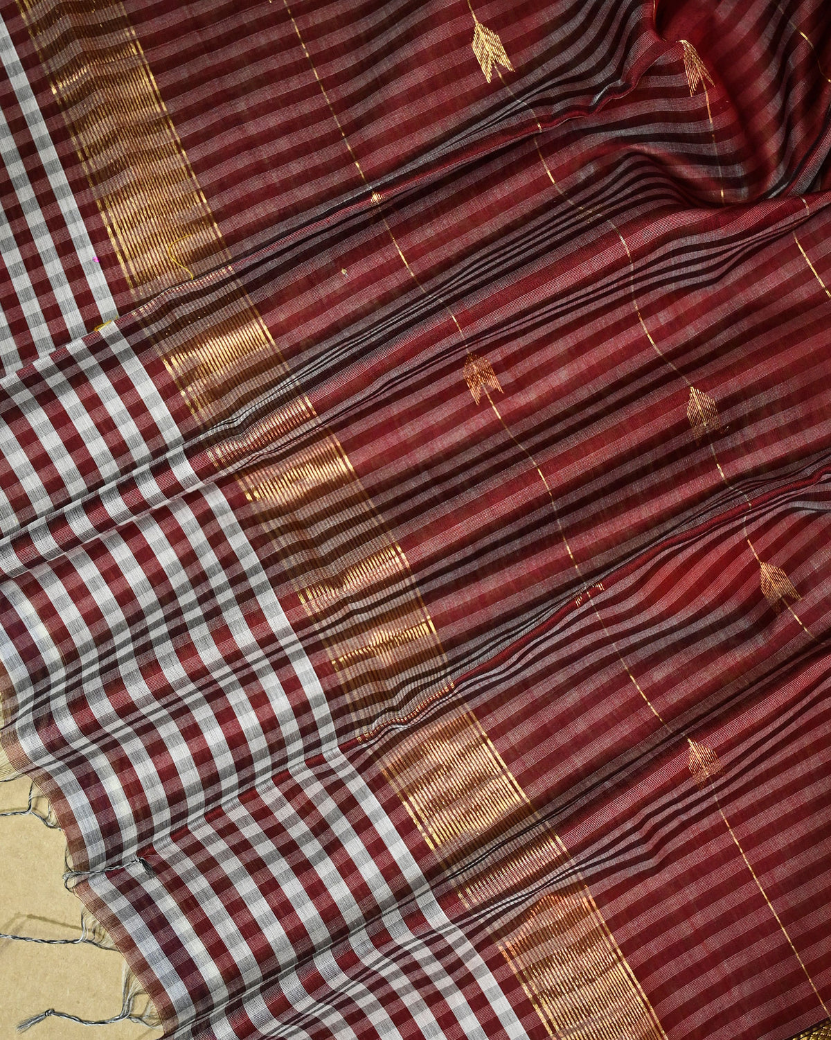 Coffee Brown Maheshwari Silk Saree