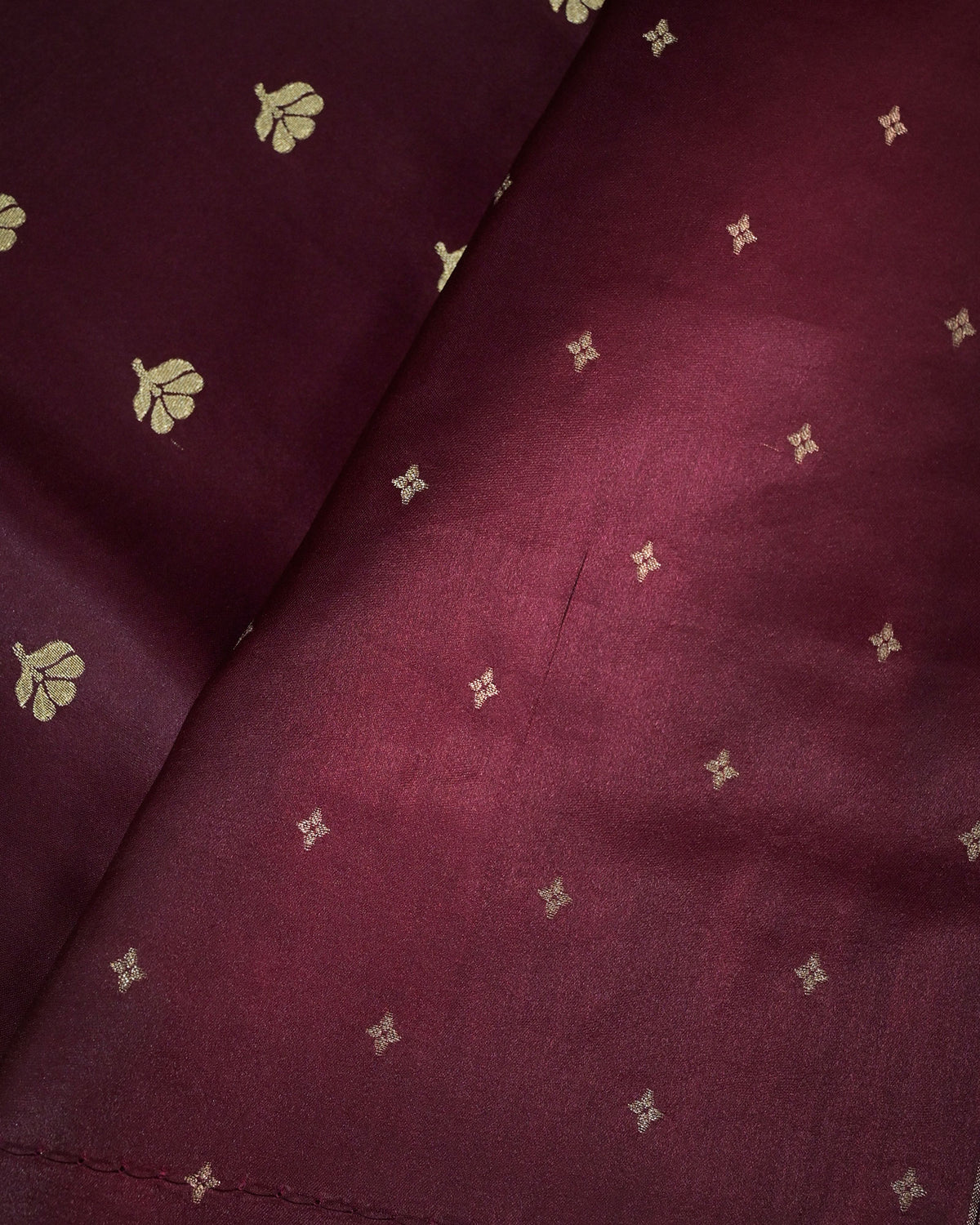 Maroon Semi Silk Gajji Silk
