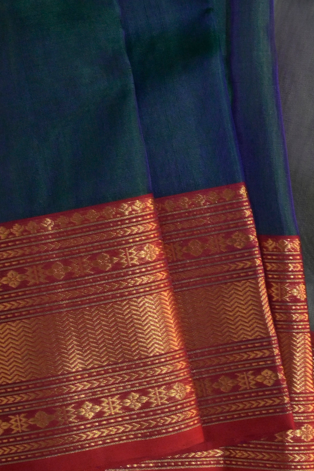 Chanderi Woven Jari Motifs With Red Contrast