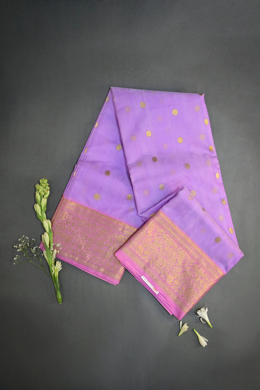 Chanderi Woven Jari Motifs With Light Pink Contrast