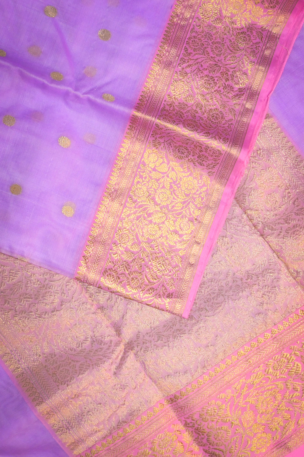 Chanderi Woven Jari Motifs With Light Pink Contrast