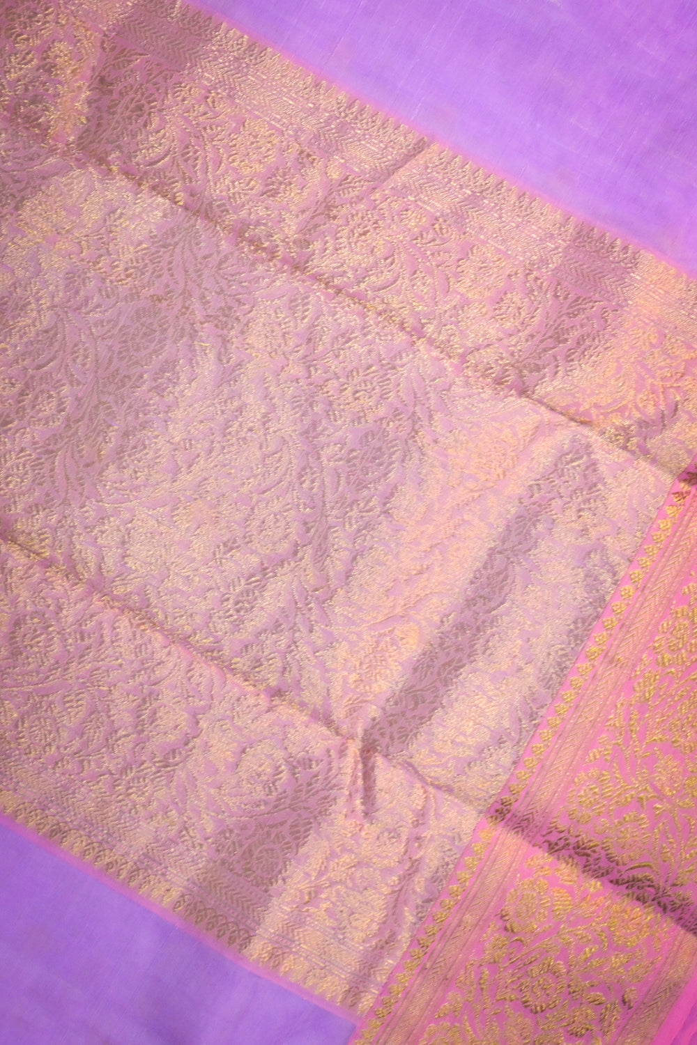 Chanderi Woven Jari Motifs With Light Pink Contrast