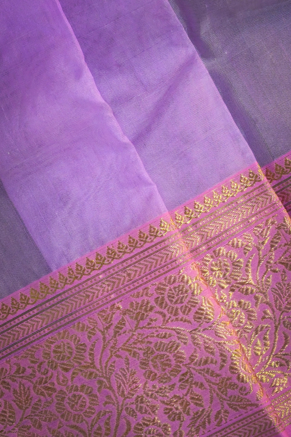 Chanderi Woven Jari Motifs With Light Pink Contrast