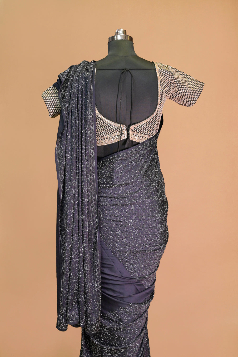 Pure Satin With Full Body Sarowski And Beads Work