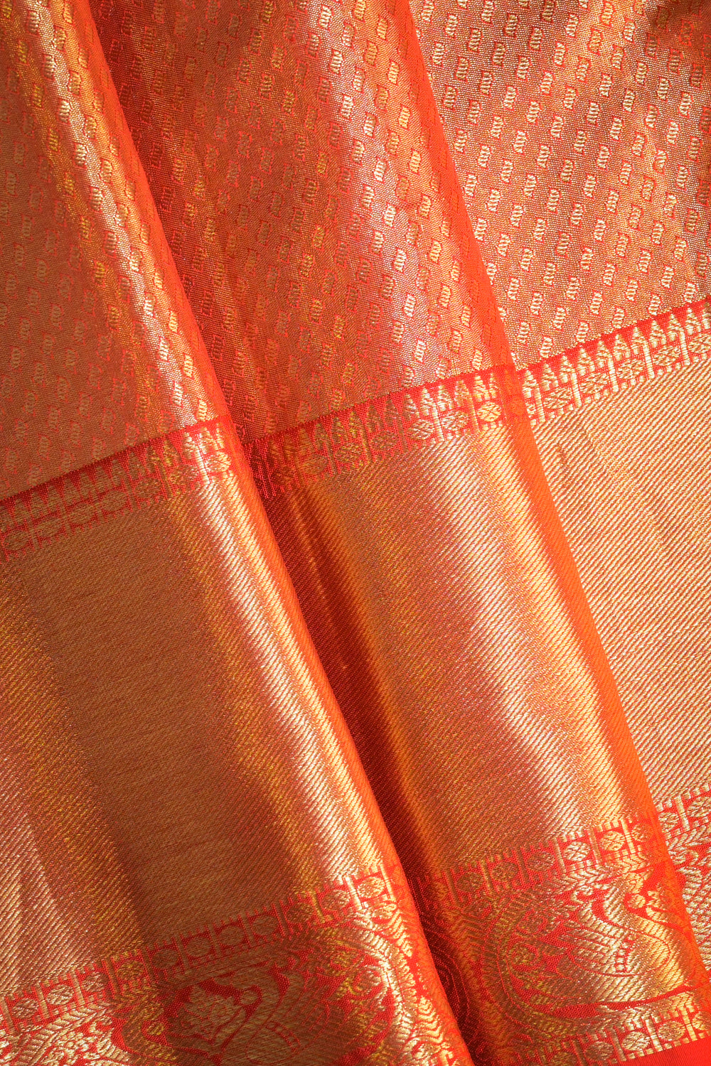 Kanjivaram Woven Peacock Jari Motifs Jaal