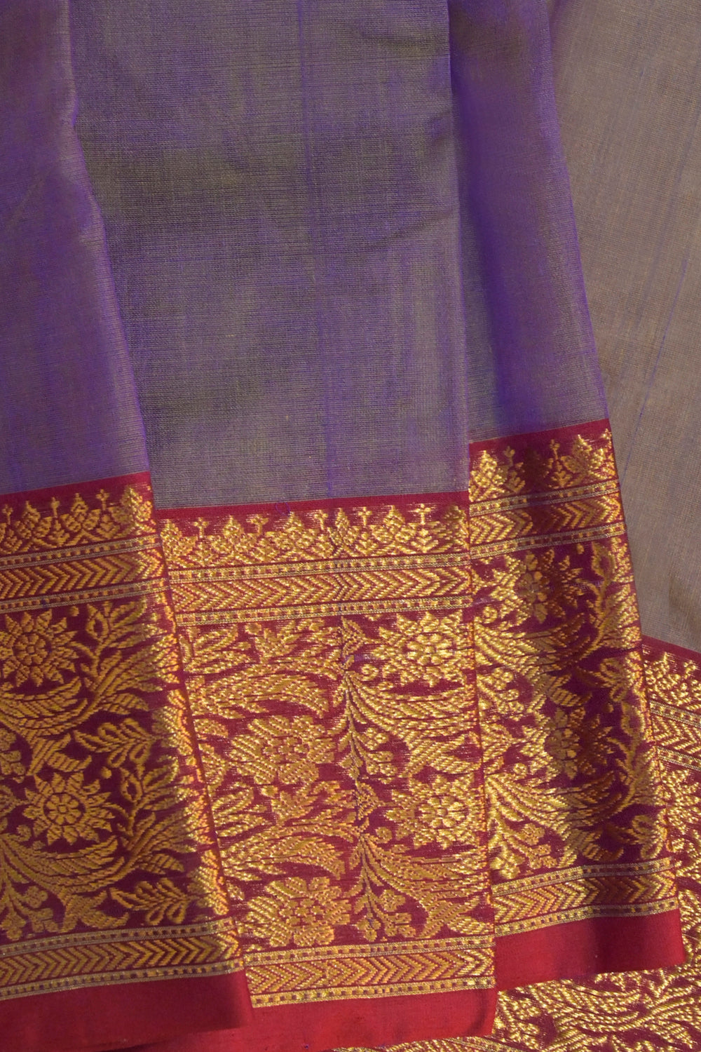 Chanderi Woven Jari Motifs With Red Contrast