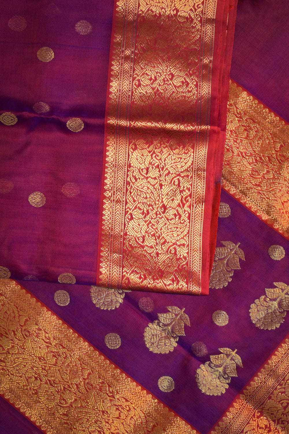 Chanderi Woven Jari Motifs With Red Contrast