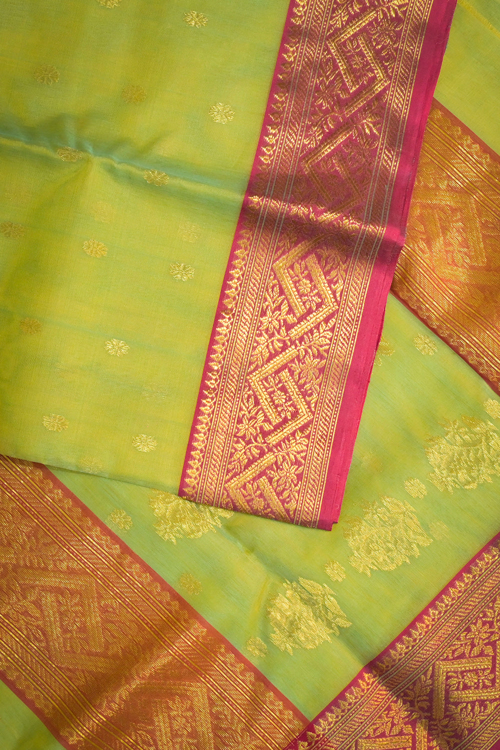 Chanderi Woven Jari Motifs With Pink Contrast