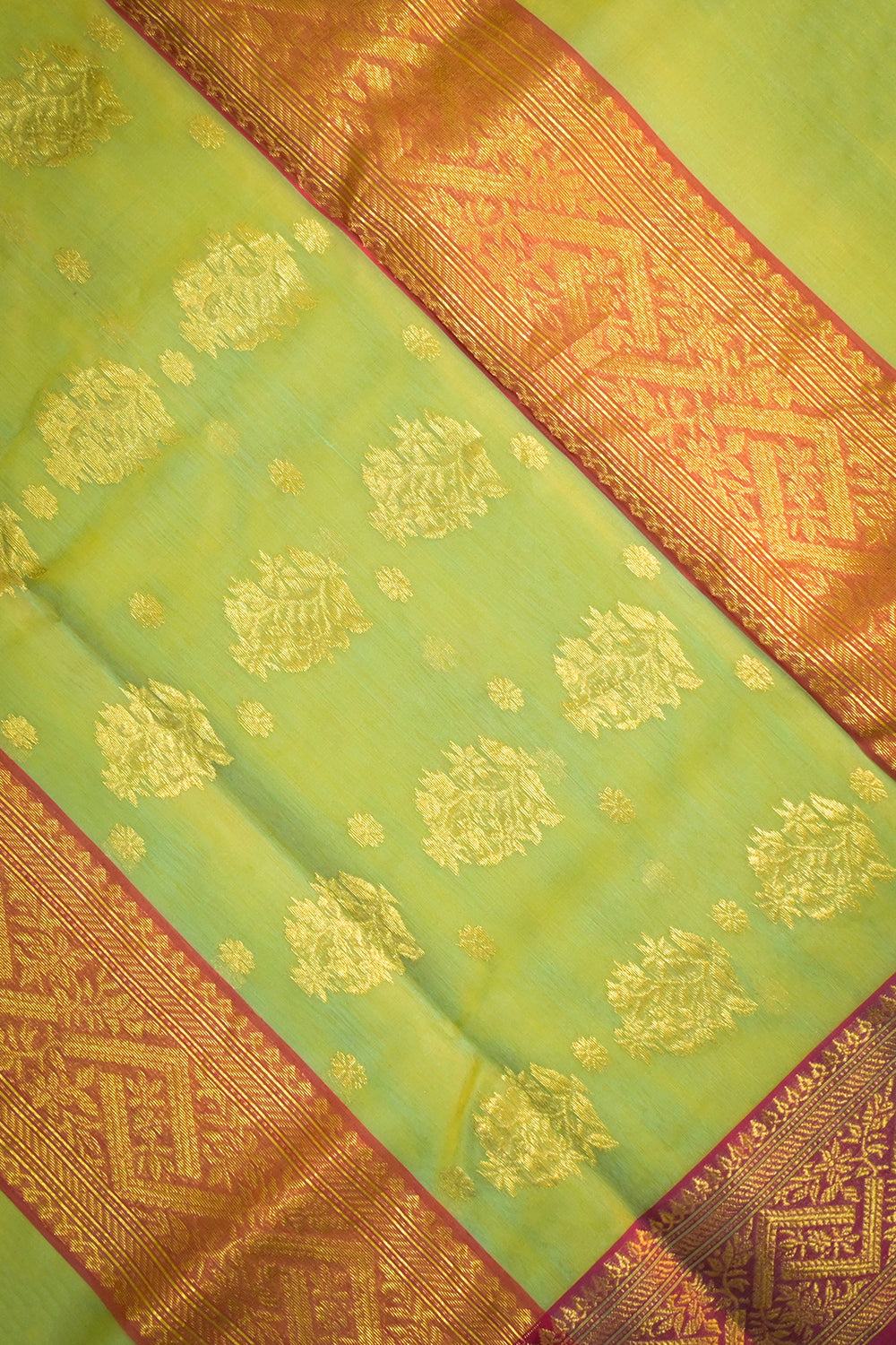 Chanderi Woven Jari Motifs With Pink Contrast