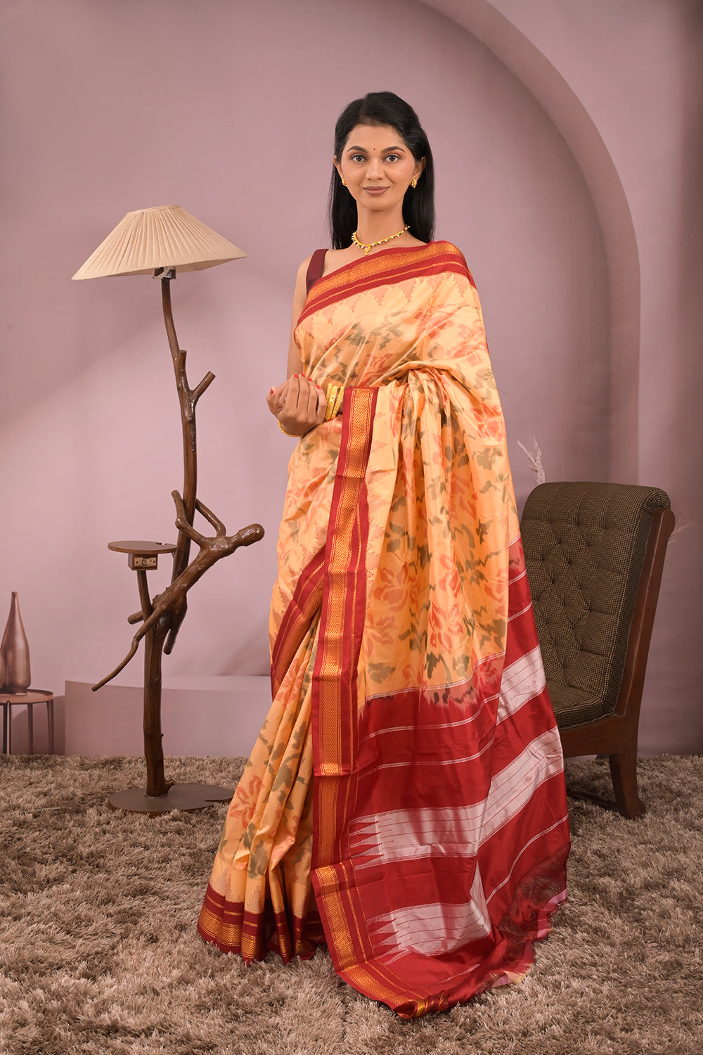 Kolhapuri Ilkal Woven Tie and Dye Ikkat