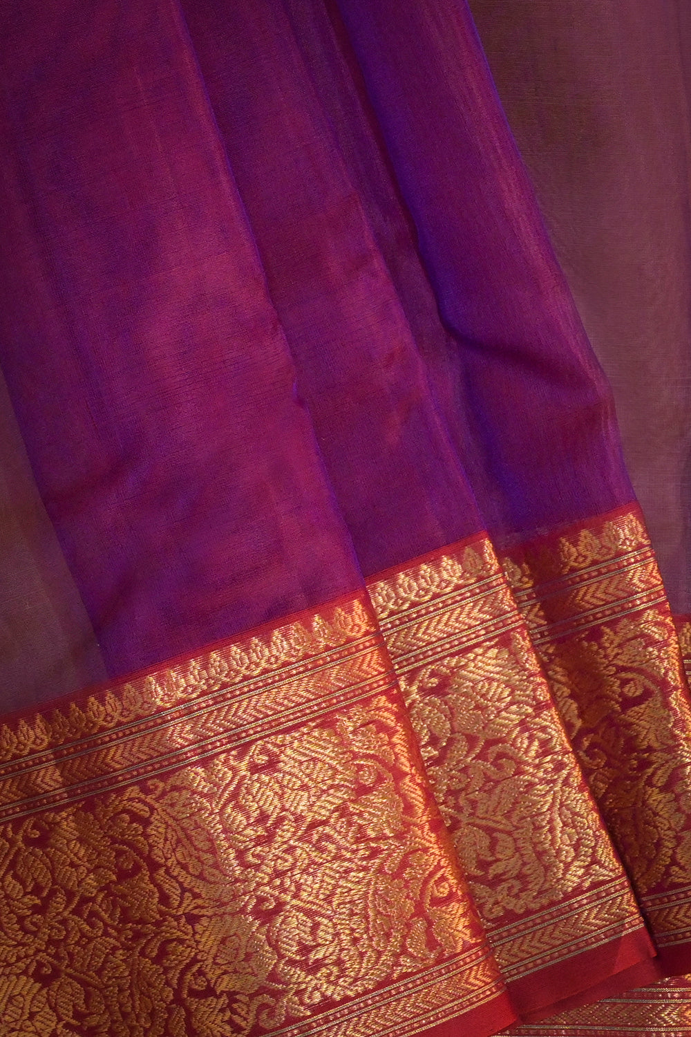Chanderi Woven Jari Motifs With Red Contrast