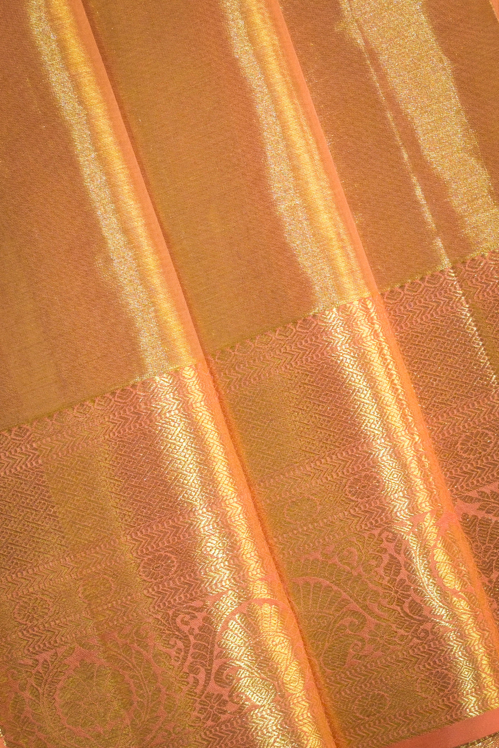 Kanjivaram Woven Plain Body Tissue With Orange Contrast