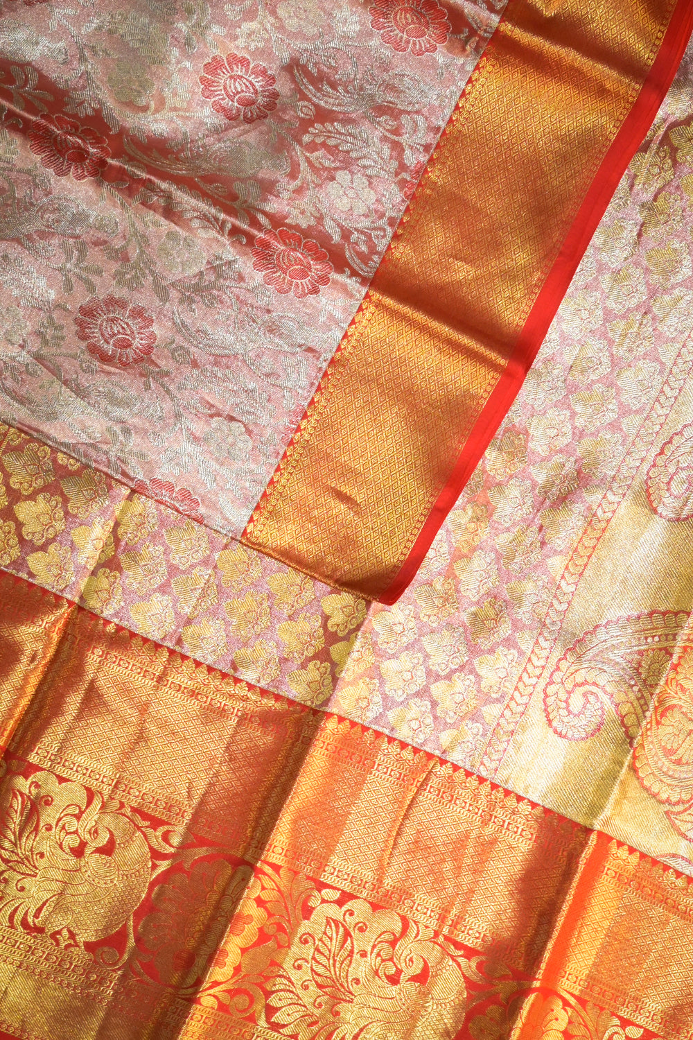 Kanjivaram Woven Meenakari Jari Jaal Tissue