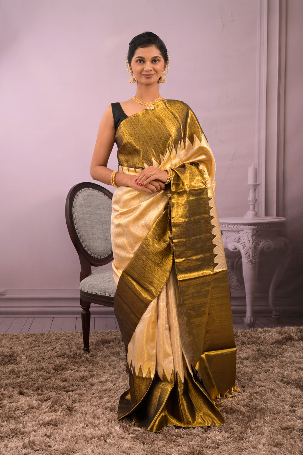 Tissue Cross Jari Lining Weave With Temple Border