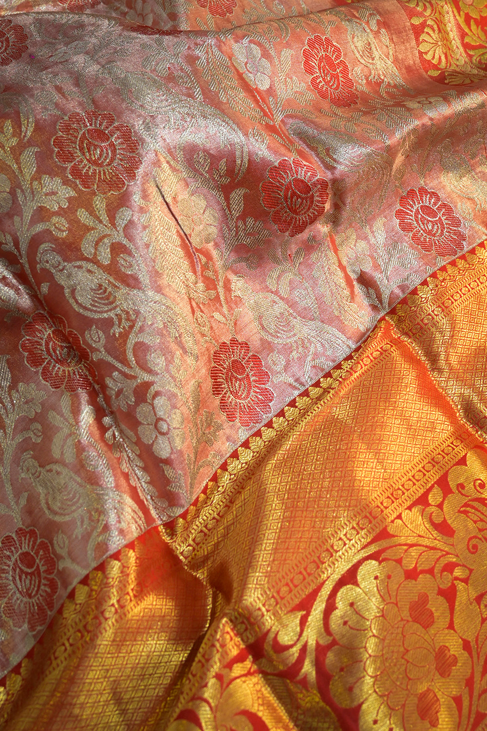 Kanjivaram Woven Meenakari Jari Jaal Tissue
