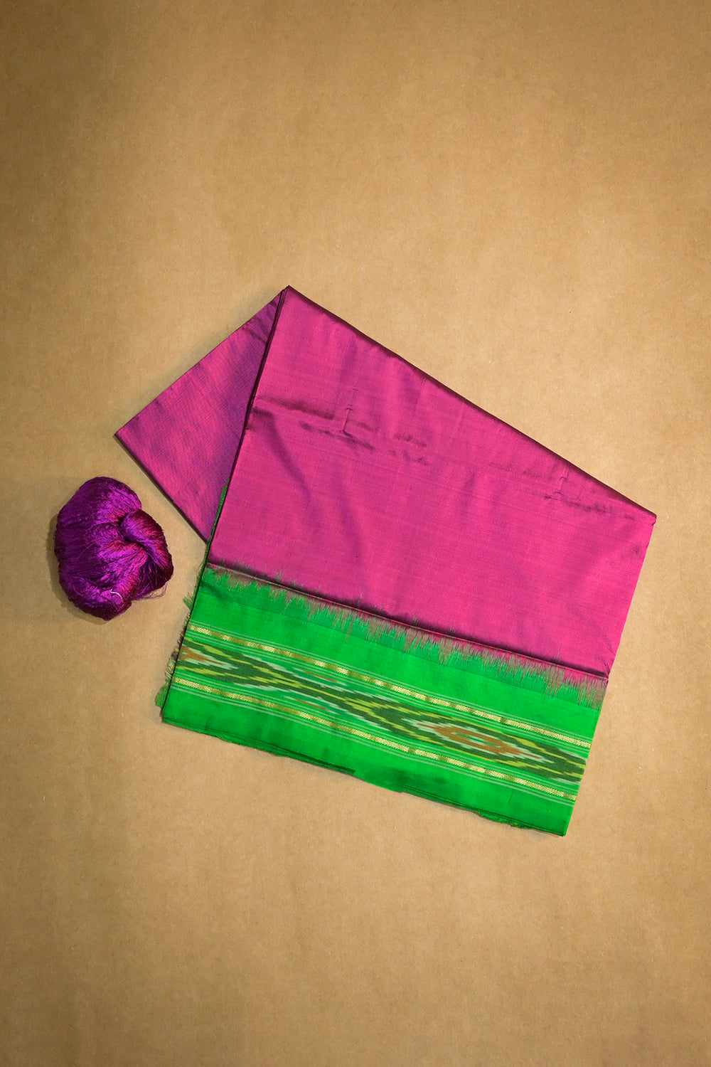 Ikkat Patola Tie And Dye Weave With Green Contrast