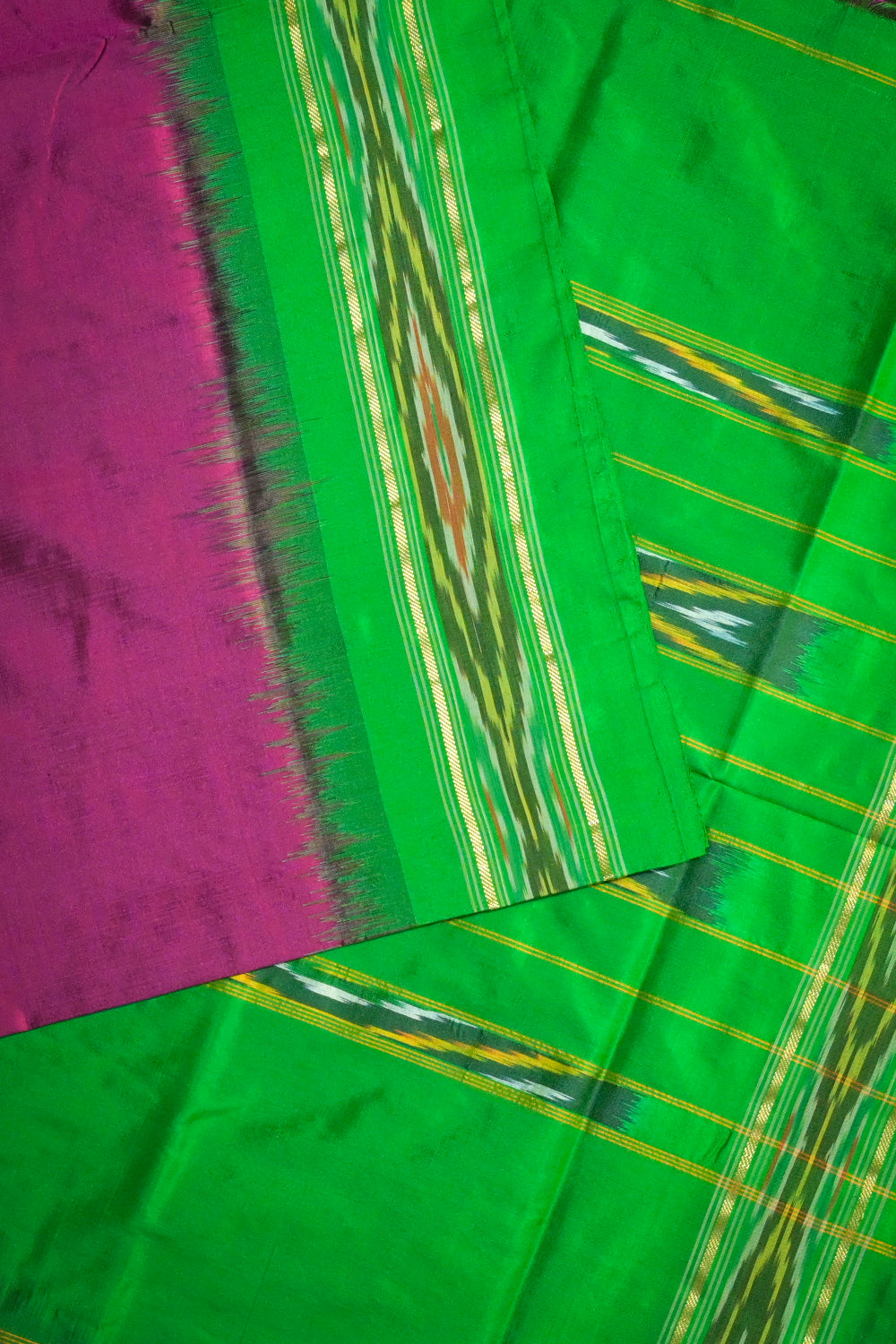 Ikkat Patola Tie And Dye Weave With Green Contrast