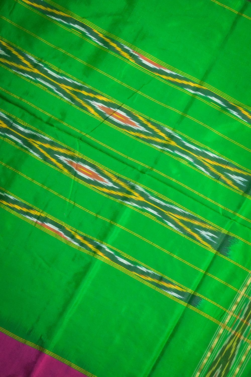 Ikkat Patola Tie And Dye Weave With Green Contrast