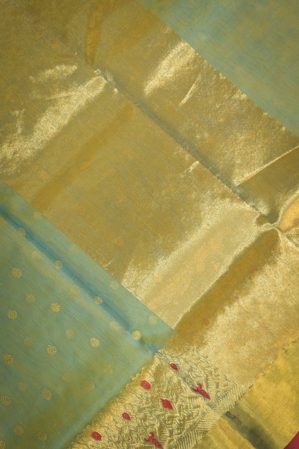 Chanderi Woven Jari Motifs With Jari Double Border
