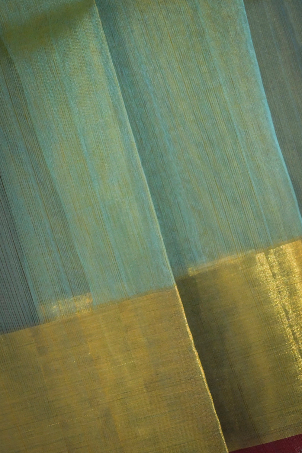 Chanderi Woven Jari Motifs With Jari Double Border