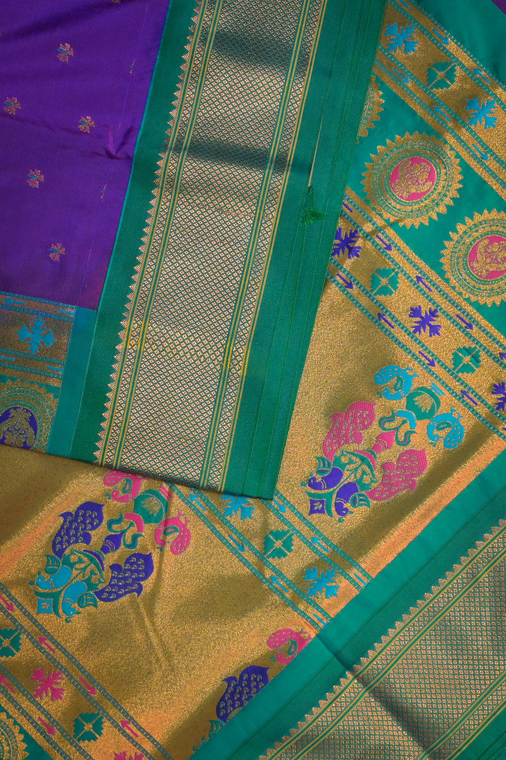 Semi Silk Woven Contrast Maharani Paithani