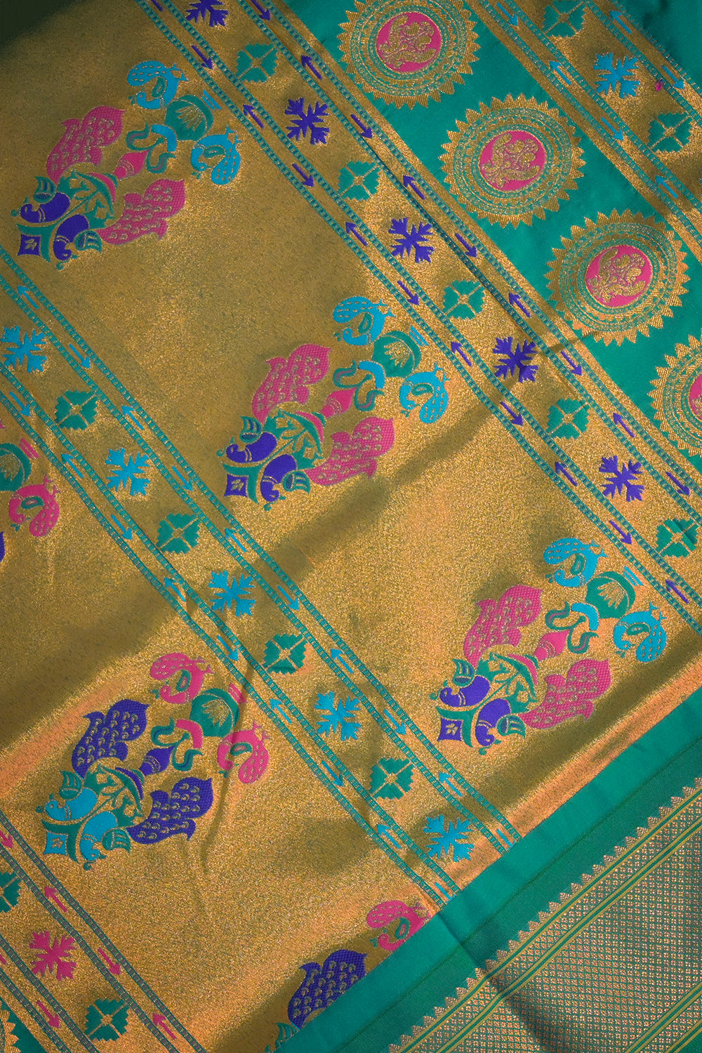 Semi Silk Woven Contrast Maharani Paithani