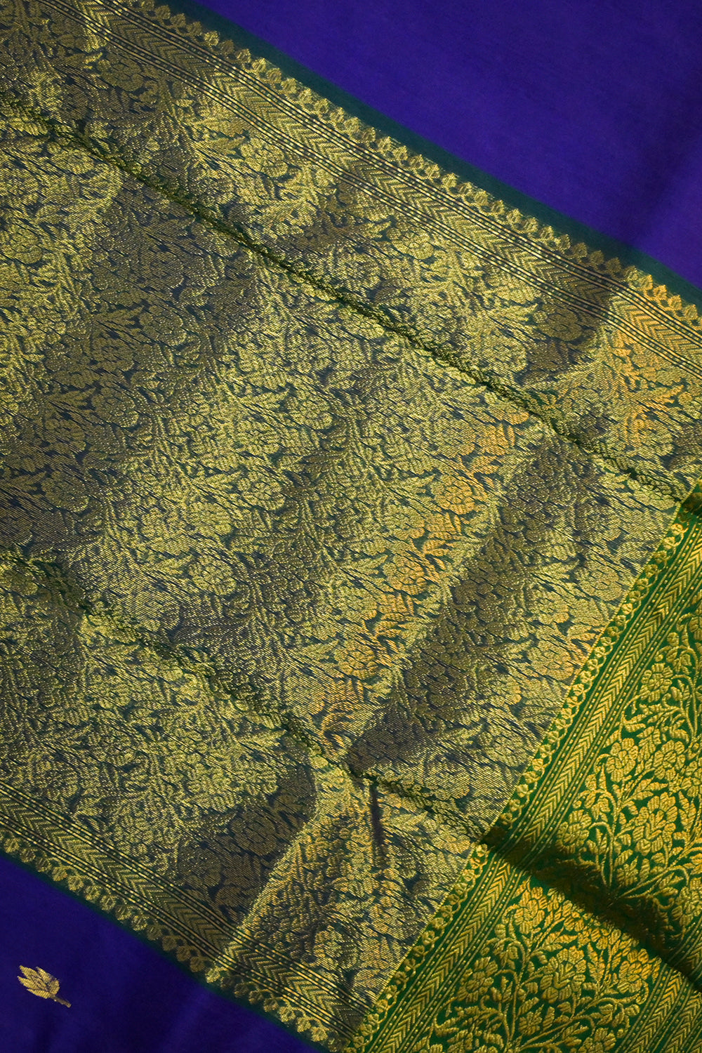 Chanderi Woven Jari Motifs With Green Contrast
