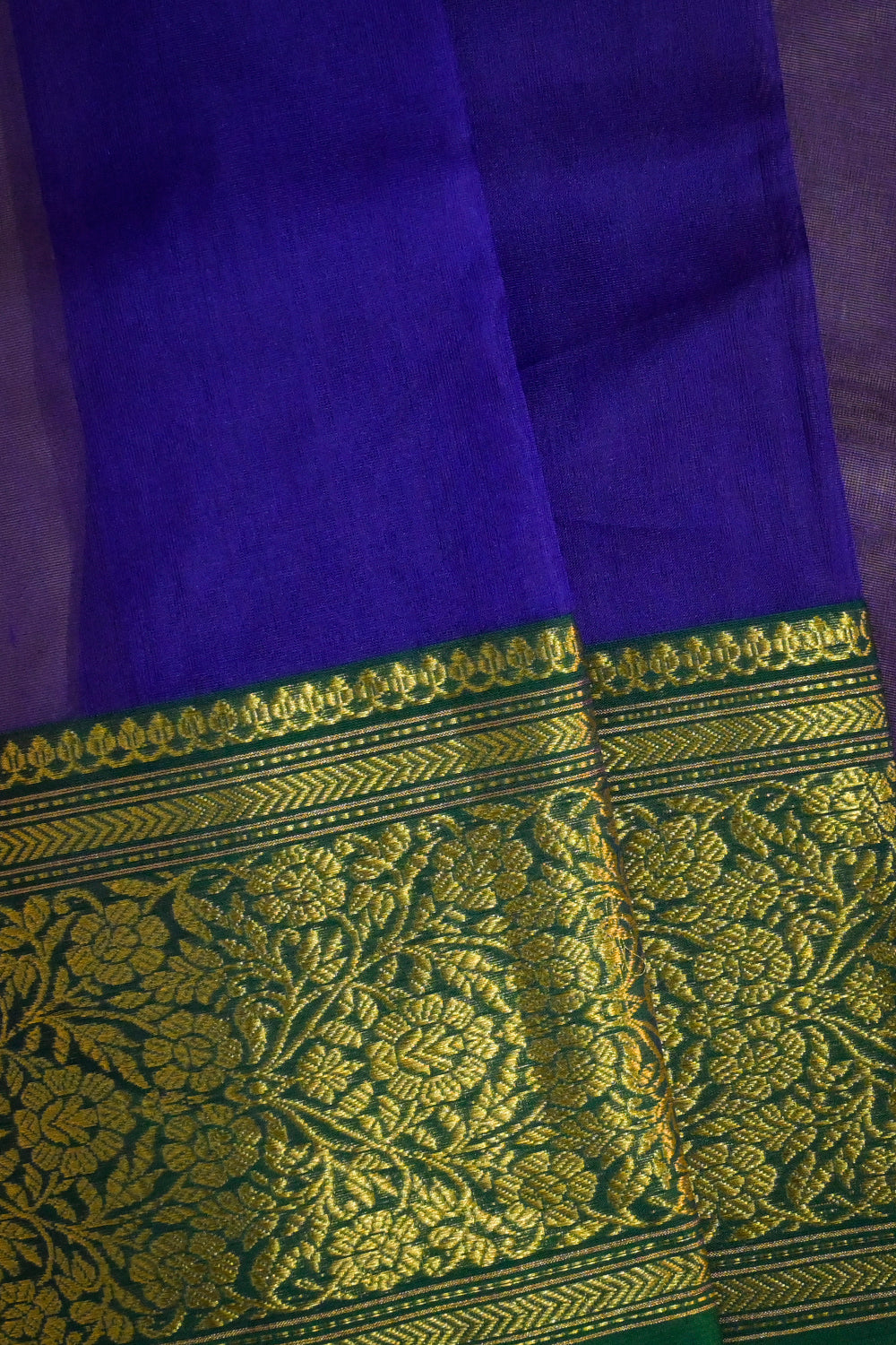 Chanderi Woven Jari Motifs With Green Contrast
