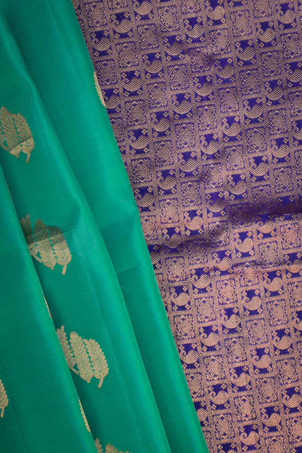 Soft Silk Borderless With Triple Leaves Motifs