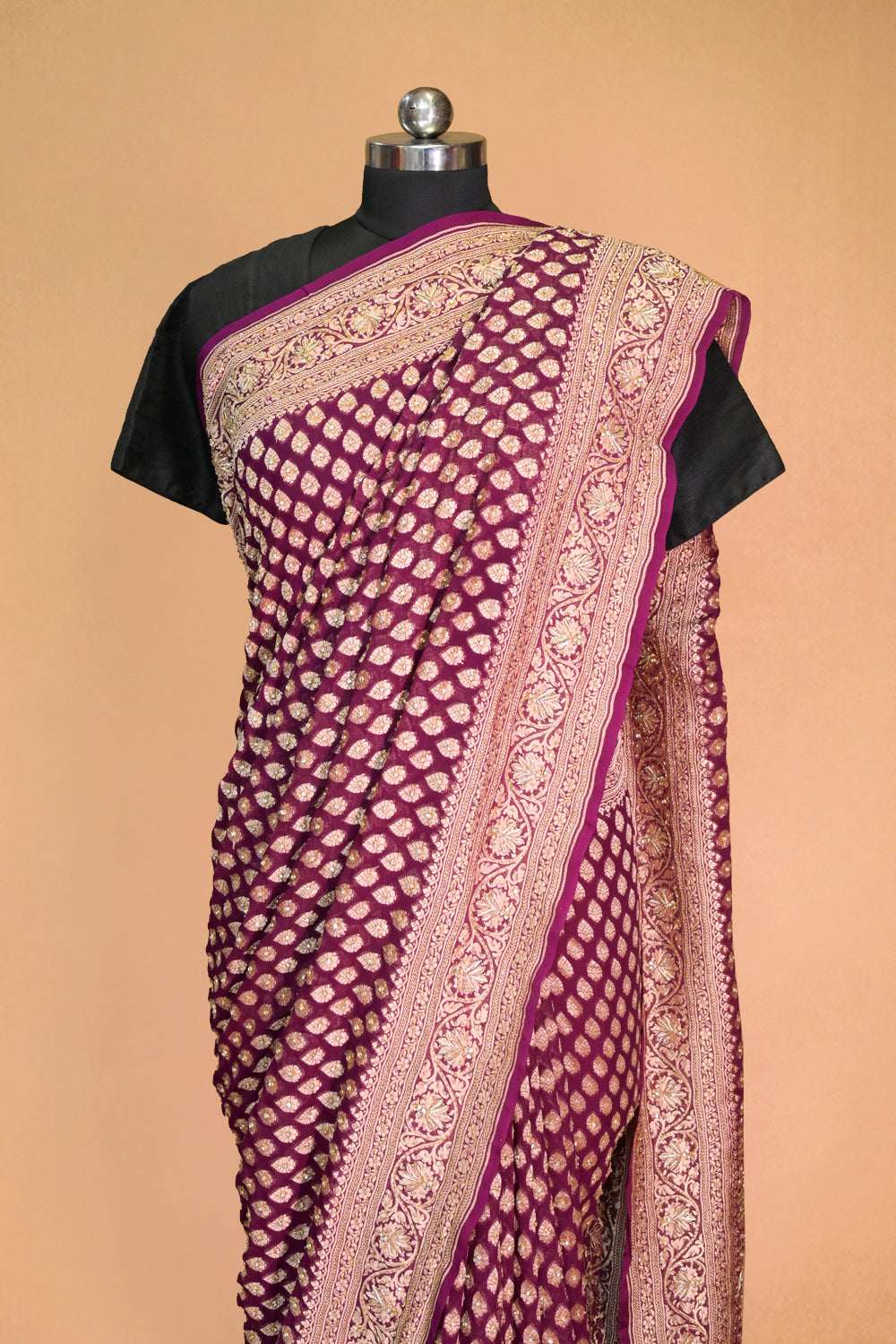 Khaddi Georgette Saree With Sarowski Work