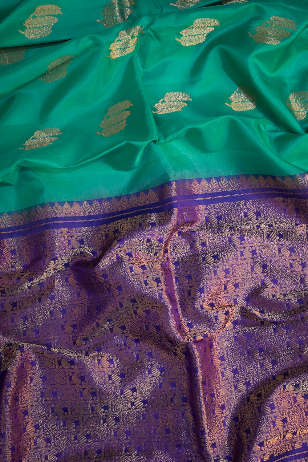 Soft Silk Borderless With Triple Leaves Motifs