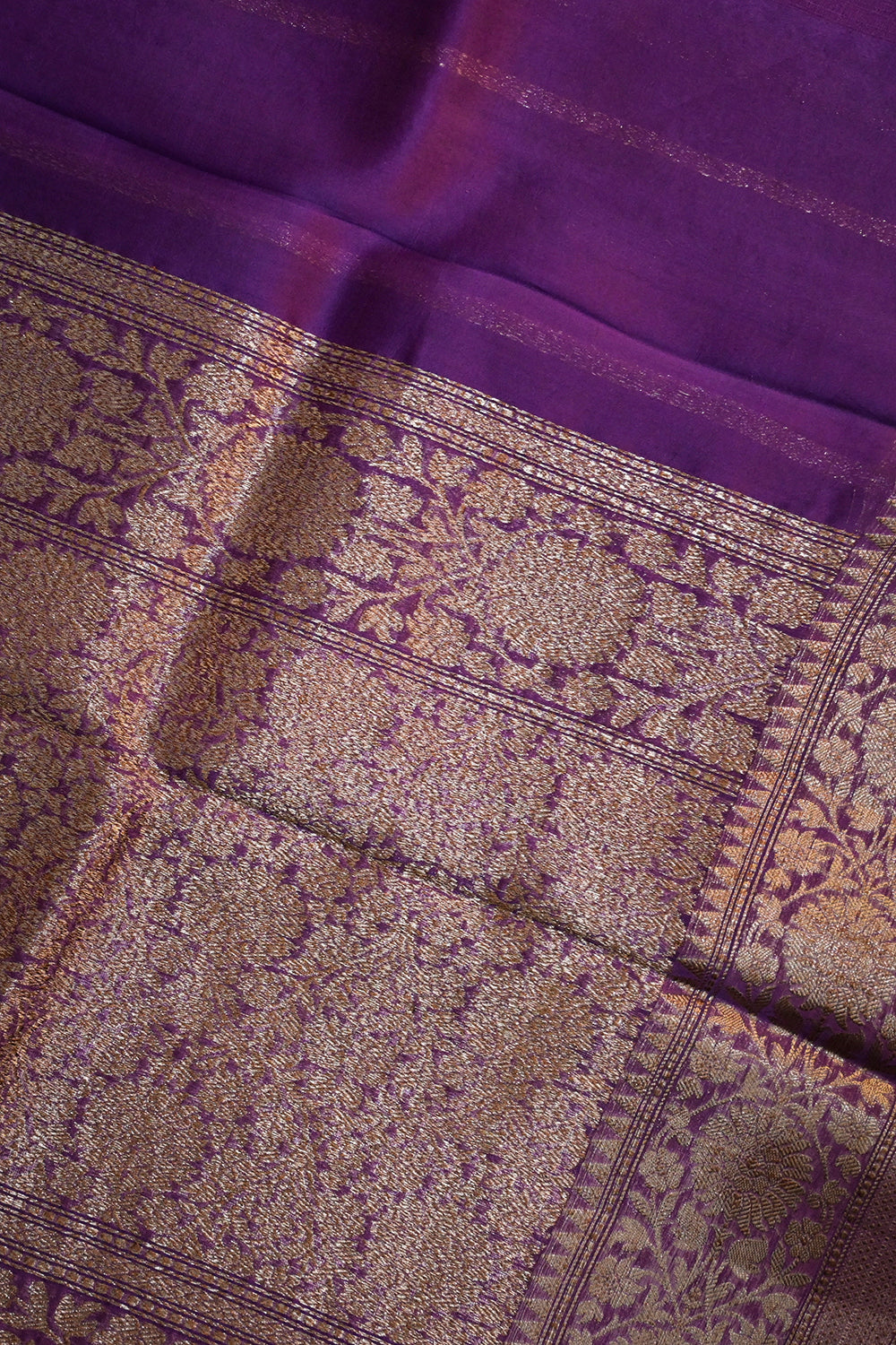Organza Woven Antique Jari Motifs With Self Matching