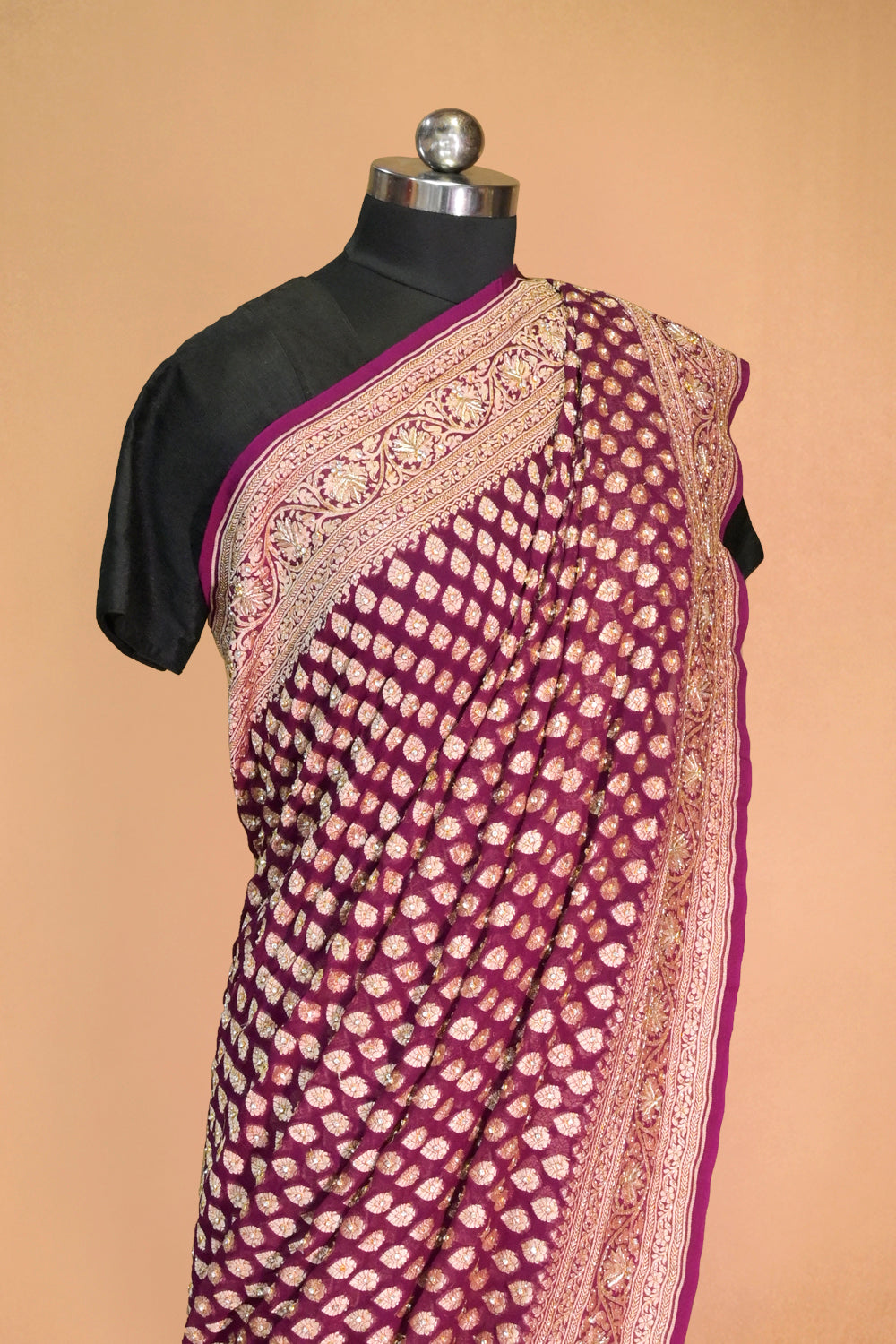 Khaddi Georgette Saree With Sarowski Work