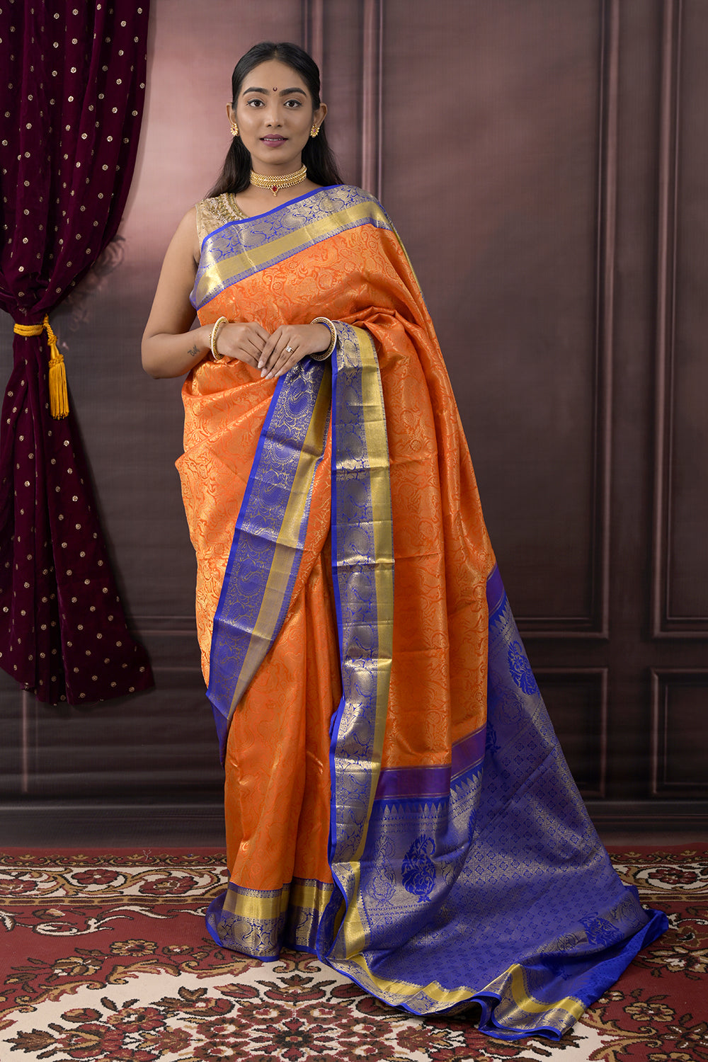 Kanjivaram Woven Jaal Brocade Weave