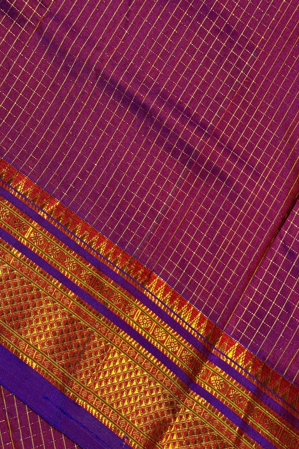 Kolhapuri Illkal chex cotton silk