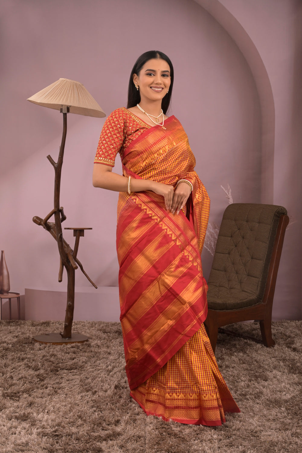 Kolhapuri Ilkal Woven Chex Pattern