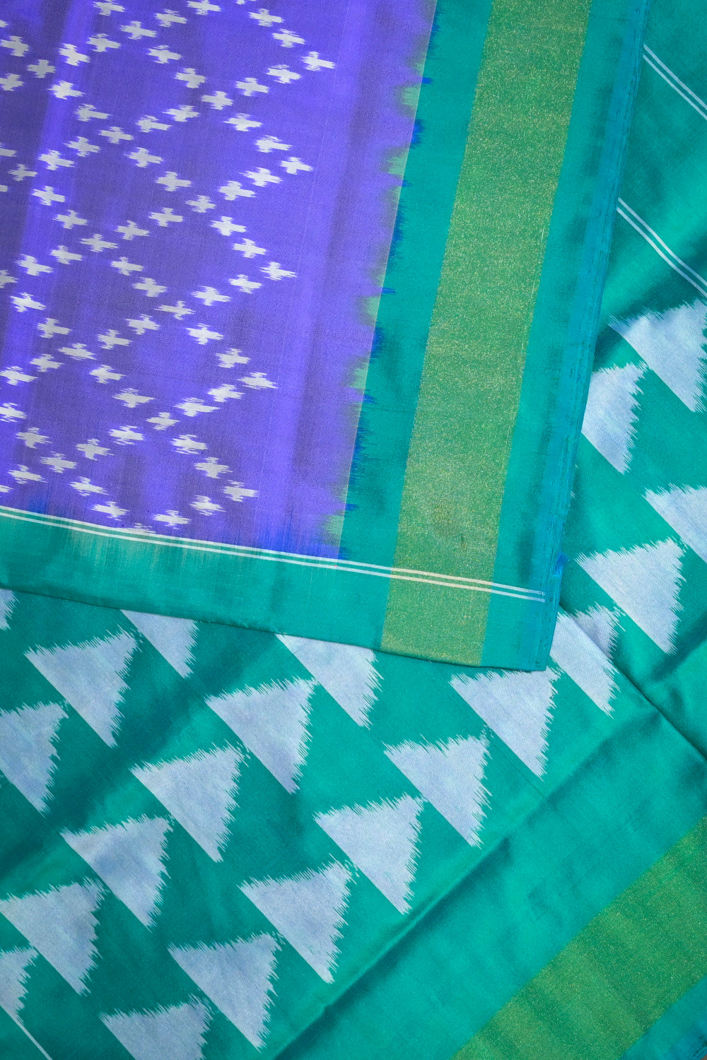 Ikkat Patola Tie And Dye Weave With Blue Contrast